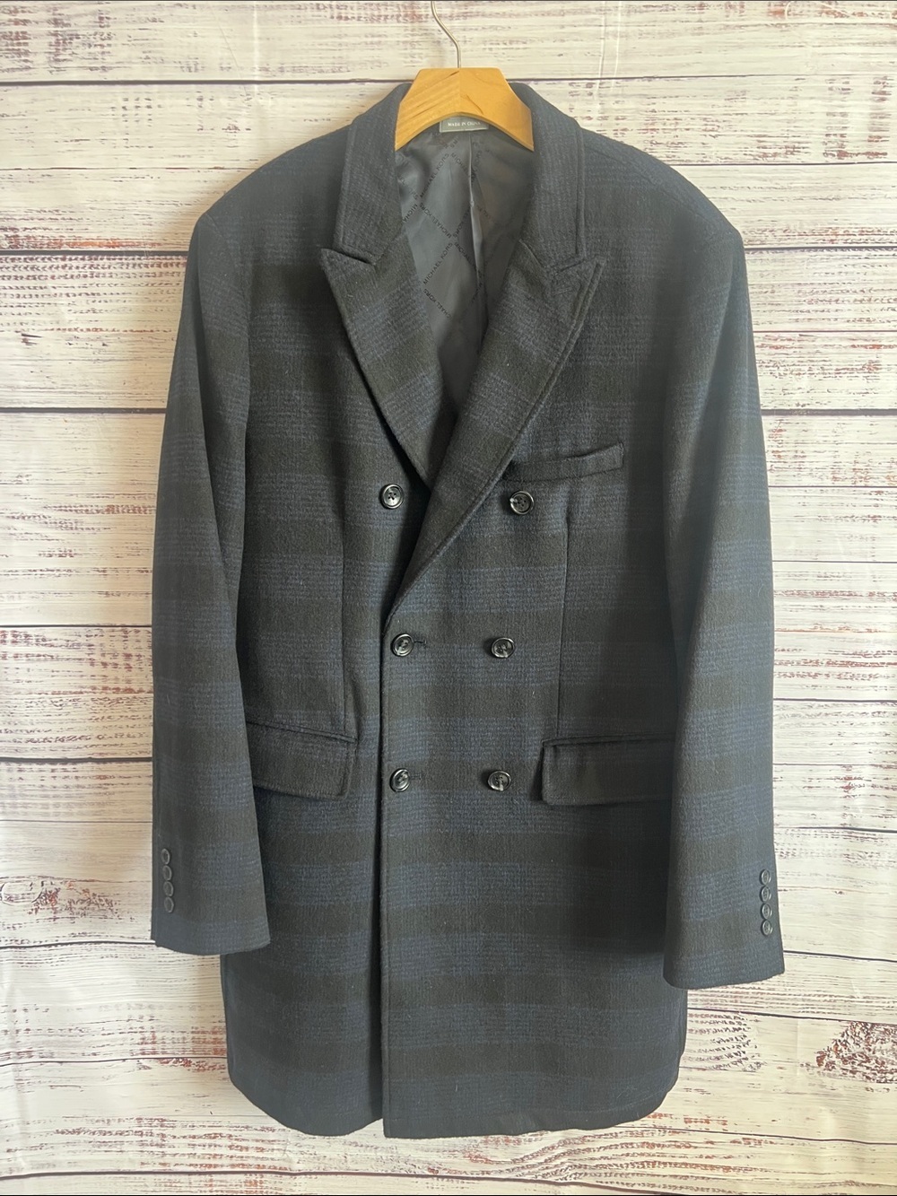 MICHAEL KORS DOUBLE BREASTED WOOL MENS TRECH COAT JACKET SLIM FIT SIZE 42L
